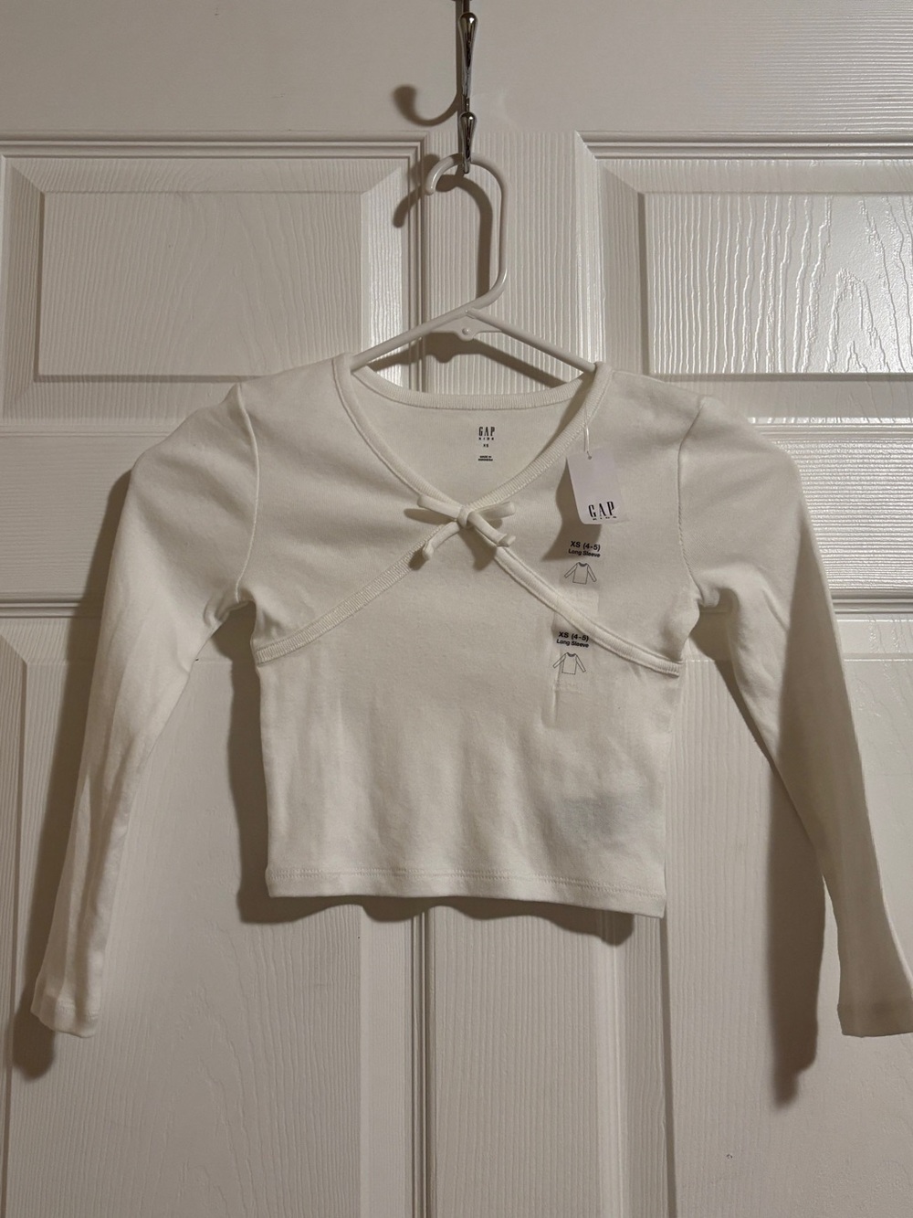 GAP White Long-Sleeve Wrap Tie Crop Top